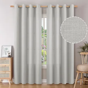 BGment Faux Linen Curtains for Living Room 84 Inch Length 2 Panels Set, Burlap Textured Thick Long Curtains Light Filtering Privacy Window Drapes with Grommet, 52 Inch Wide Each Panel, Light Grey