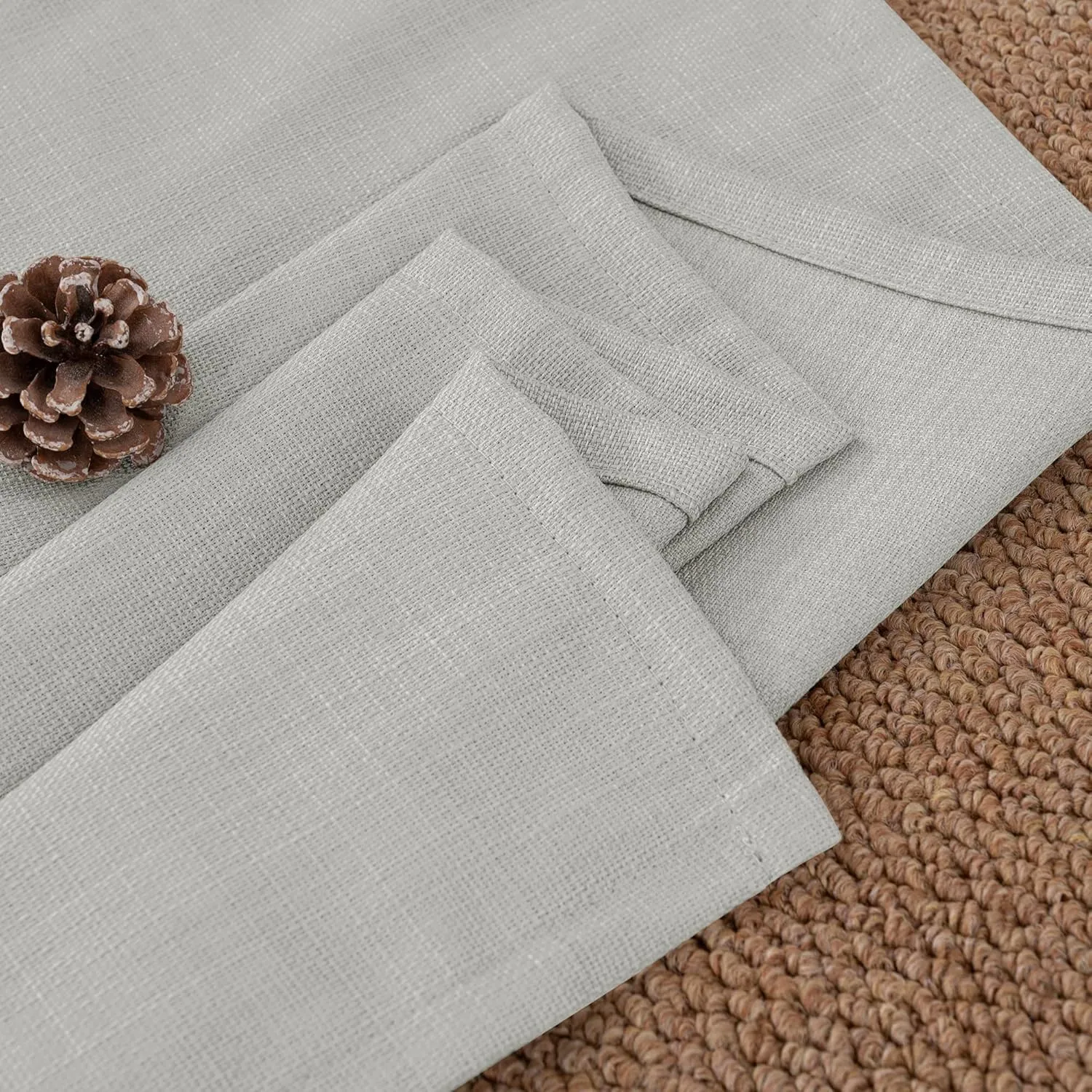 BGment Faux Linen Curtains for Living Room 84 Inch Length 2 Panels Set, Burlap Textured Thick Long Curtains Light Filtering Privacy Window Drapes with Grommet, 52 Inch Wide Each Panel, Light Grey