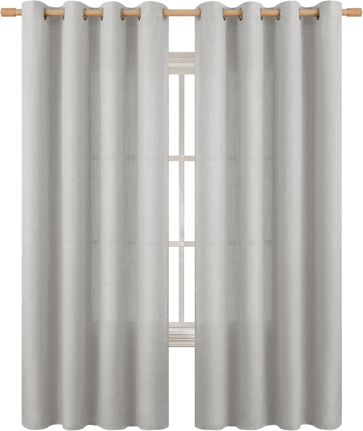 BGment Faux Linen Curtains for Living Room 84 Inch Length 2 Panels Set, Burlap Textured Thick Long Curtains Light Filtering Privacy Window Drapes with Grommet, 52 Inch Wide Each Panel, Light Grey