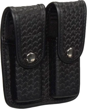 Bianchi 7902 BSK Black Double Mag Pouch with Chrome Snap Closure (Size 4)