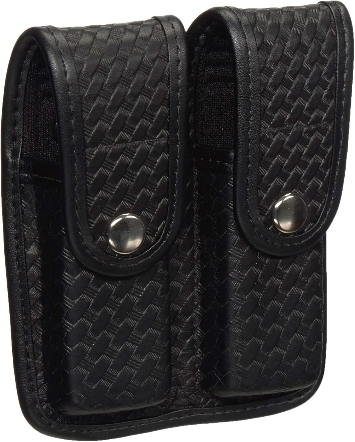Bianchi 7902 BSK Black Double Mag Pouch with Chrome Snap Closure (Size 4)