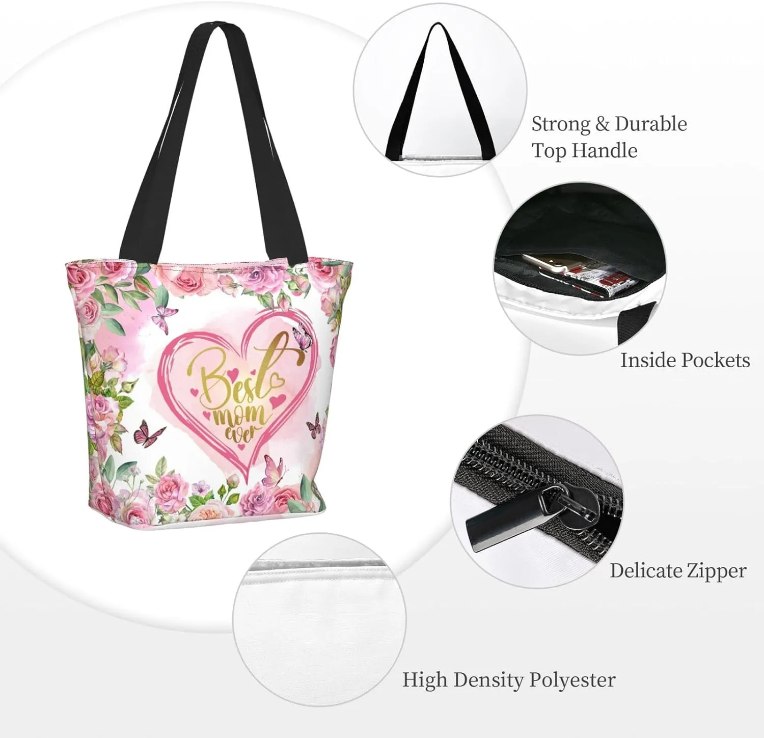 Bible Tote Bag for Women, Inspirational Scripture Christian Large Capacity Reusable Grocery Bags