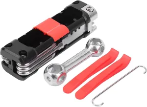 Bike Repair Tool Kit, Bike Multitool Tool with Bike Tire Levers Hex Spoke Wrench, Alloy Steel Bike Chain Cutter Portable Folding Design Bike Combination Tool