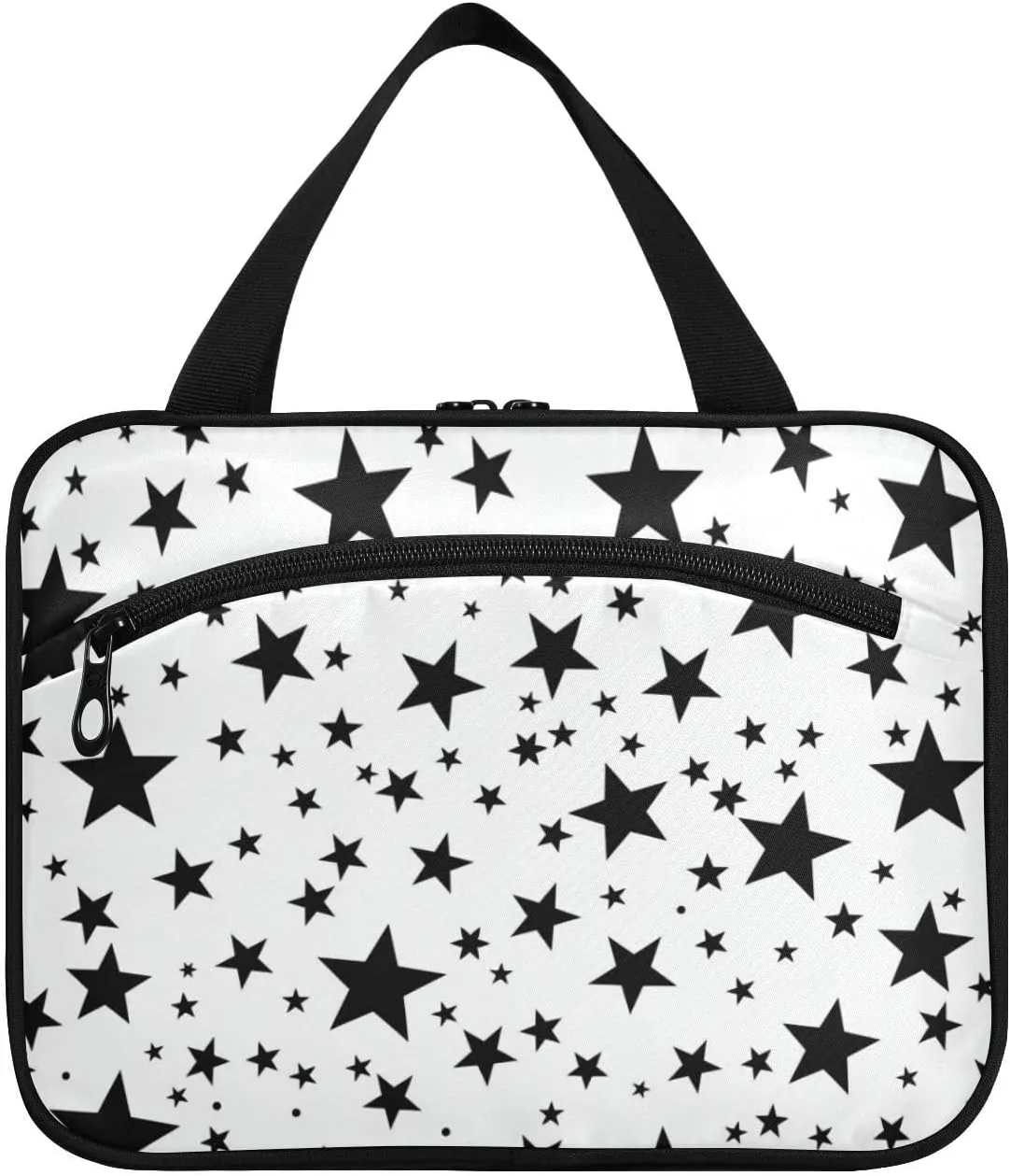 Black and White Stars hanging toiletry bags for men with hook, designer chic travel bag toiletry for essentials for women hotel bolso de maquillaje para mujer L