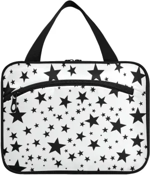 Black and White Stars hanging toiletry bags for men with hook, designer chic travel bag toiletry for essentials for women hotel bolso de maquillaje para mujer L