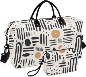 Black Lines on White Duffle Bag Men Duffle Bags Travel Sports Duffle Bag for Men Weekender Bags