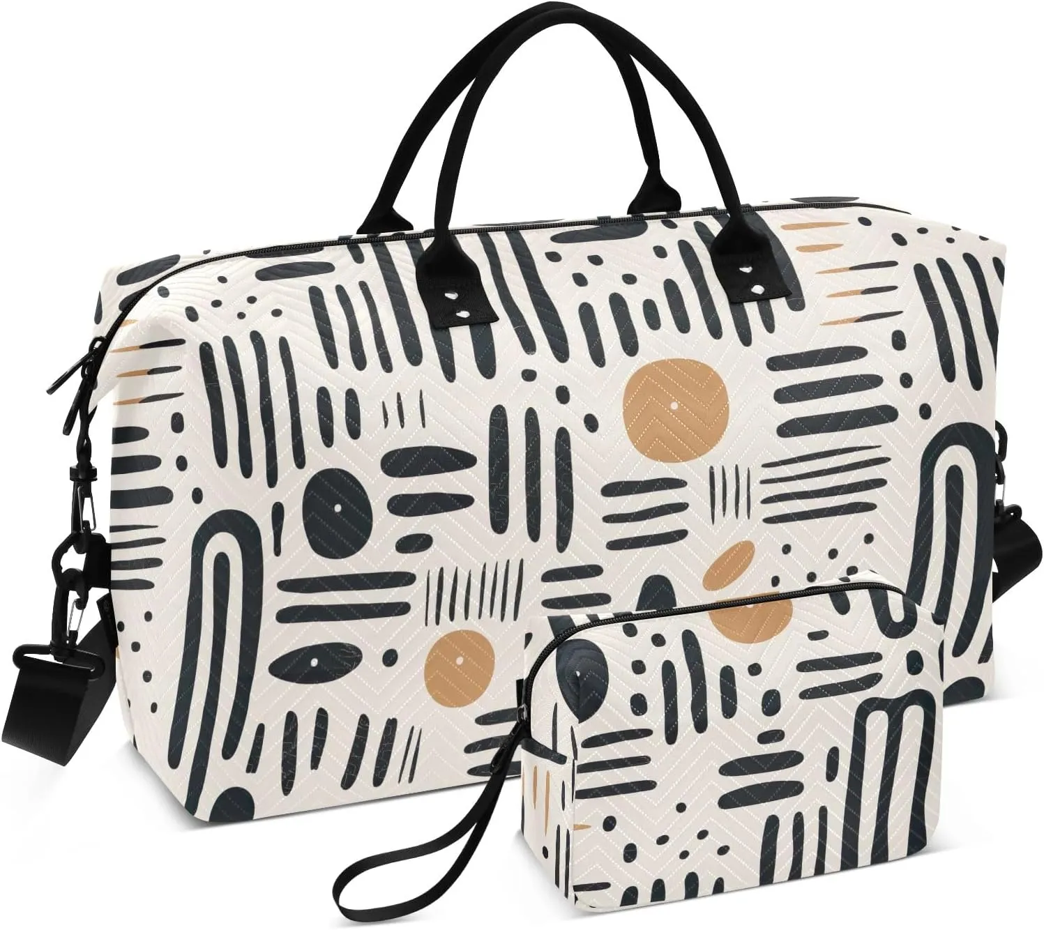 Black Lines on White Duffle Bag Men Duffle Bags Travel Sports Duffle Bag for Men Weekender Bags