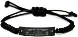 Black Stainless Steel Handmade Bracelets Adjustable Cord Inspirational, Forester If at first you don't succeed, try doing what your athletic trainer told you to do the first time.