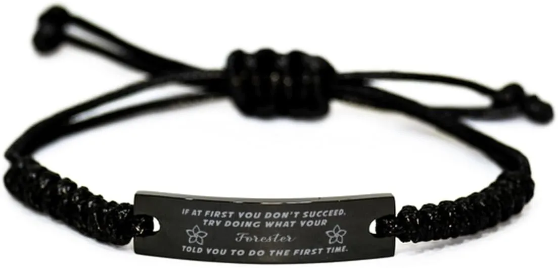 Black Stainless Steel Handmade Bracelets Adjustable Cord Inspirational, Forester If at first you don't succeed, try doing what your athletic trainer told you to do the first time.