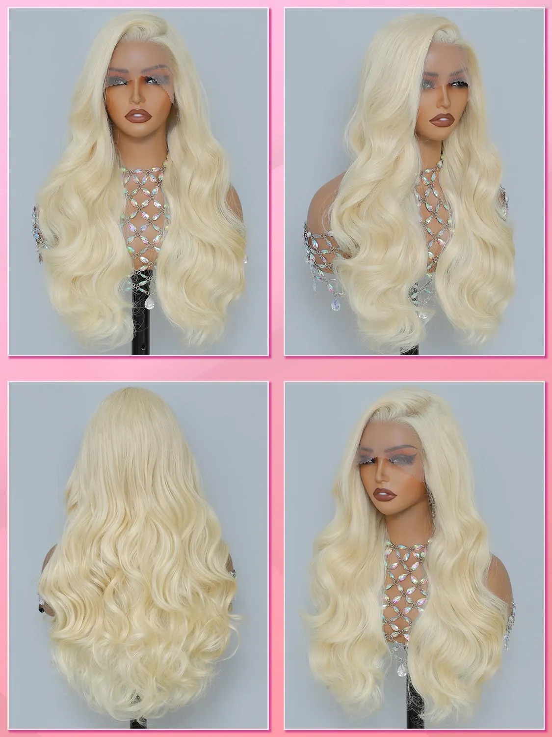 Blonde Synthetic Lace Front Wig 613, 13x6 HD Lace Wig for Women, Deep Parting, Heat Resistant Fiber, with Baby Hair and Natural Hairline 26 Inch