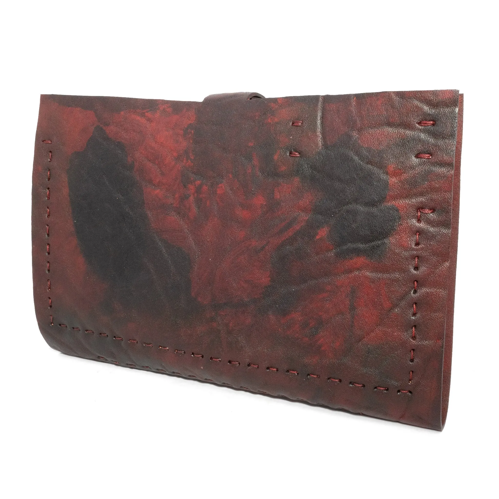 blood red culatta leather long wallet