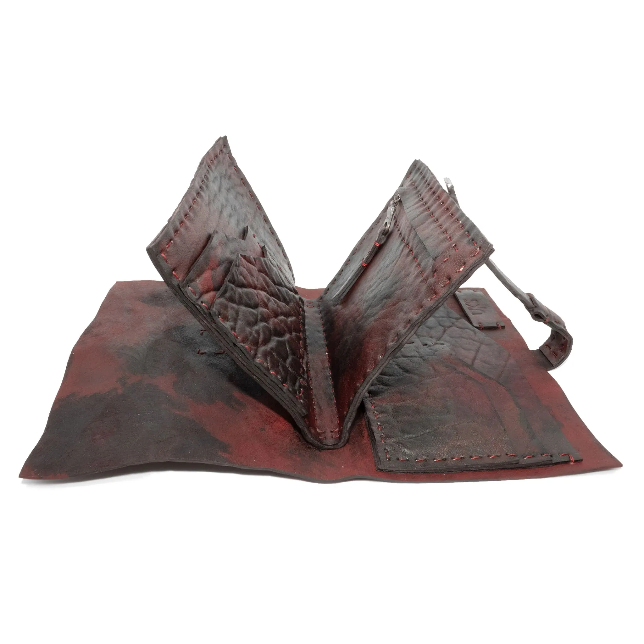 blood red culatta leather long wallet