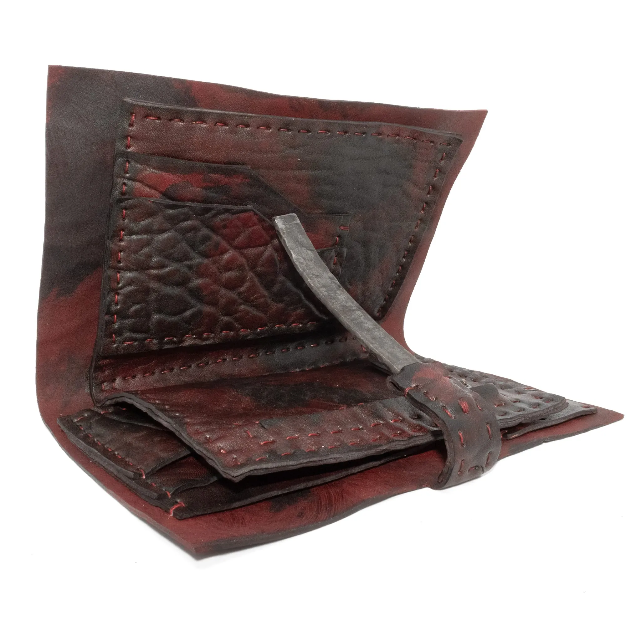 blood red culatta leather long wallet
