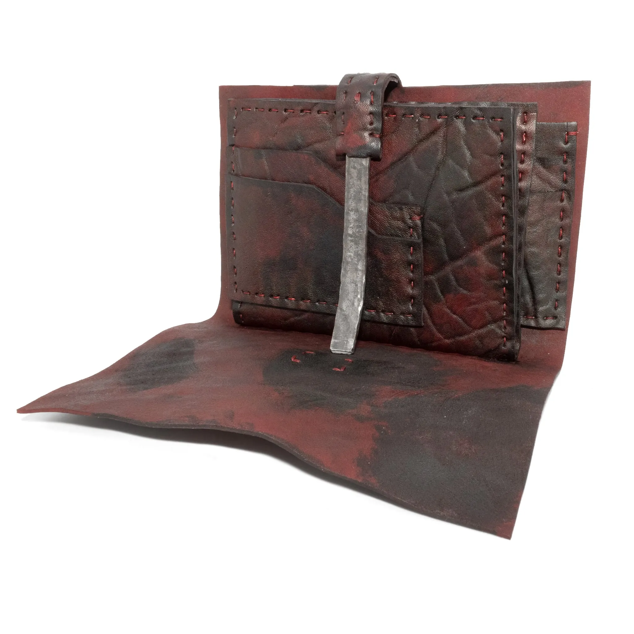 blood red culatta leather long wallet