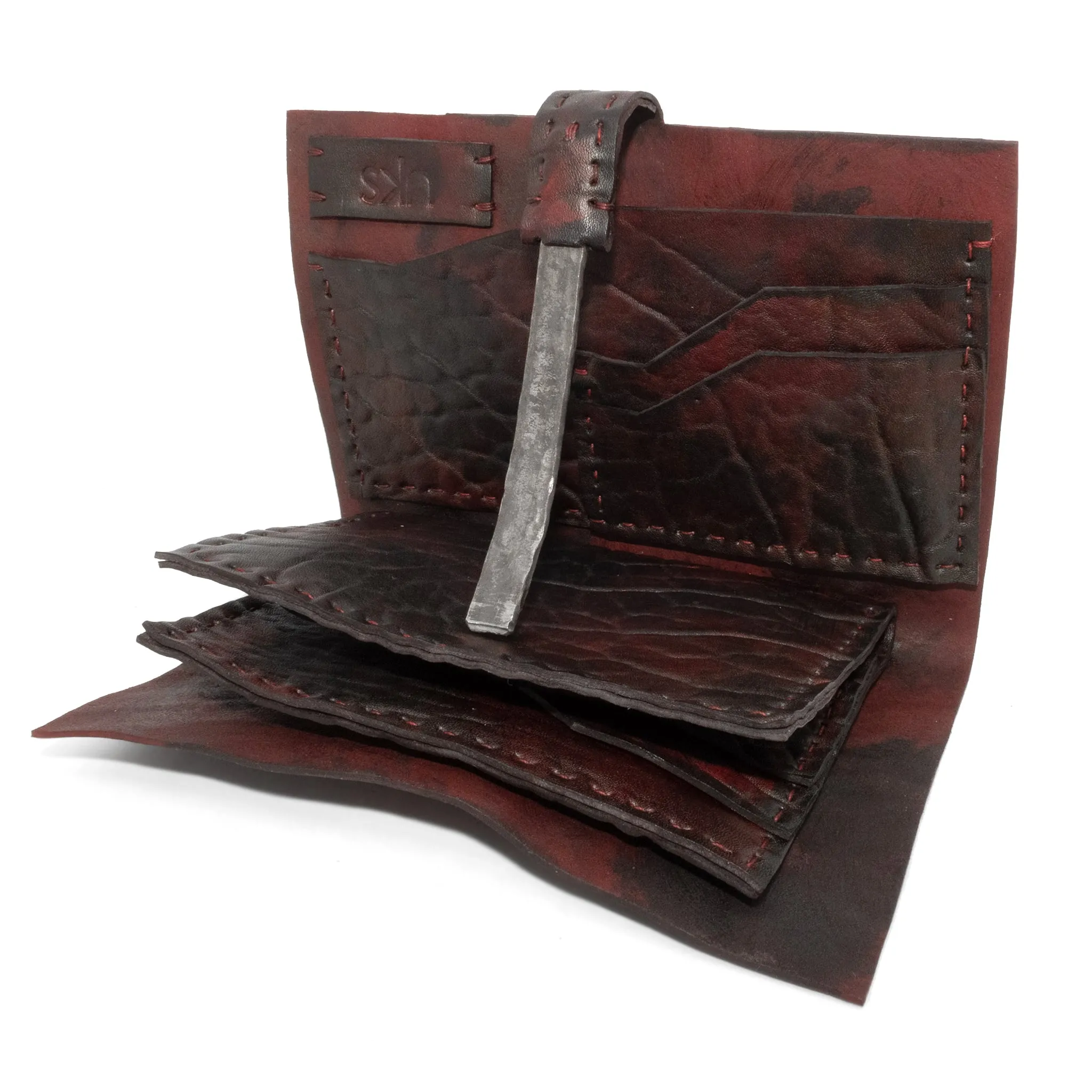 blood red culatta leather long wallet