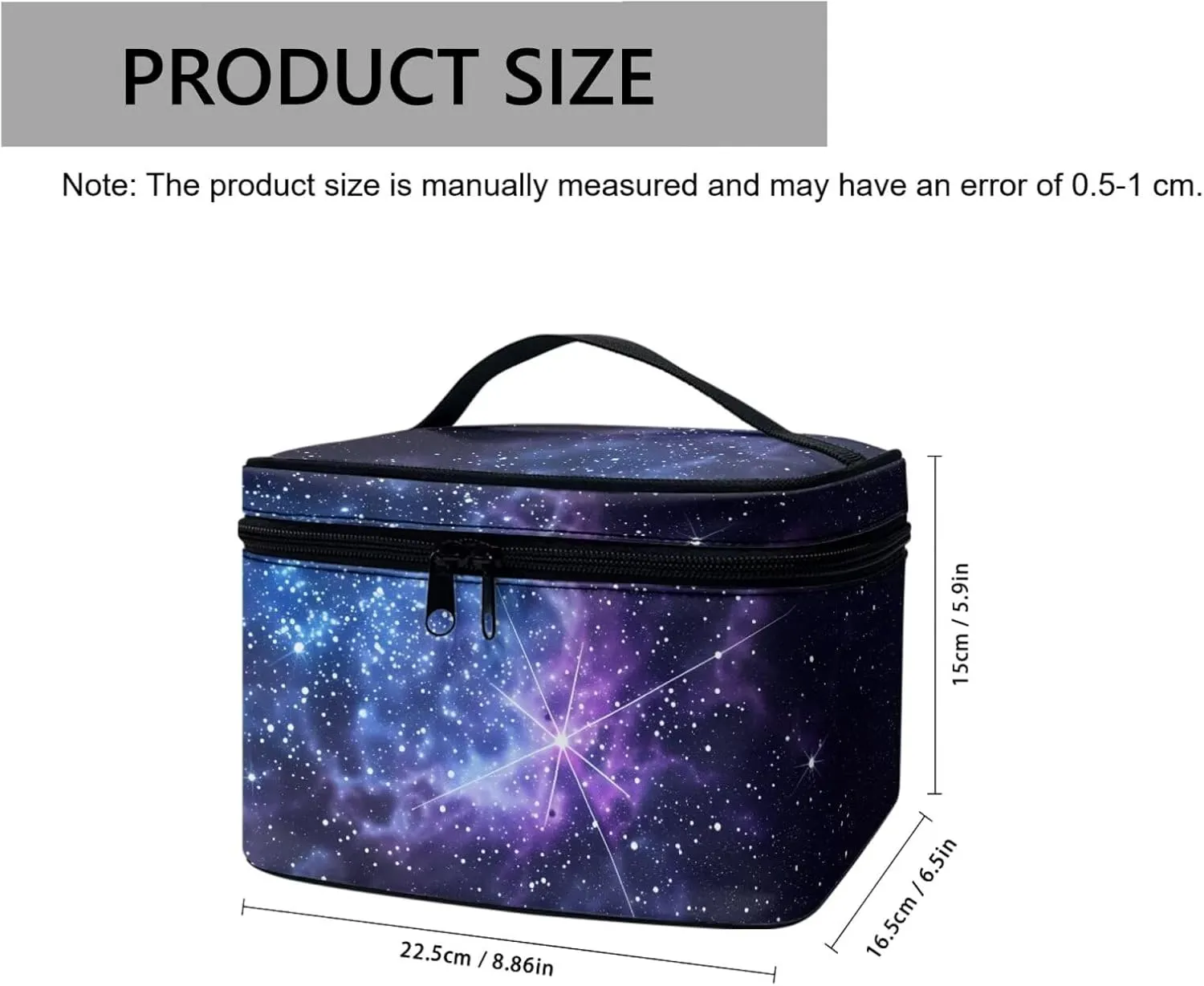 Blue Galaxy Starry Make Up Pouch Bags for Travel Toiletry Bag, Color Nebula Stars Printed Women Cosmetic Bag Portable Zipper Toiletry Storage Bag