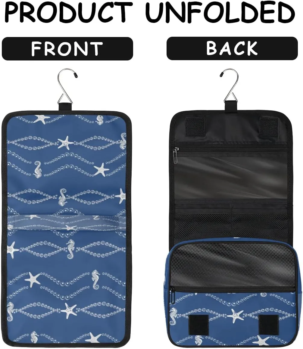 Blue Sea Hanging Toiletry Bag, Spacious Travel Toiletry Bag for Women Men, Cosmetic Bags for Women, Travel Makeup Bag Suitable for Business, Camping, and Fitness