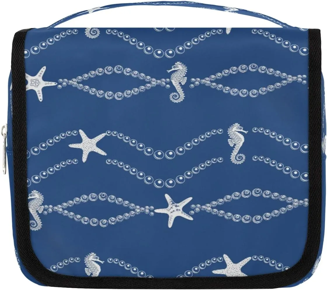 Blue Sea Hanging Toiletry Bag, Spacious Travel Toiletry Bag for Women Men, Cosmetic Bags for Women, Travel Makeup Bag Suitable for Business, Camping, and Fitness