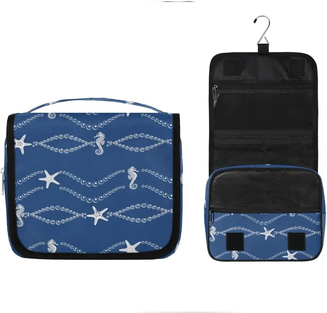 Blue Sea Hanging Toiletry Bag, Spacious Travel Toiletry Bag for Women Men, Cosmetic Bags for Women, Travel Makeup Bag Suitable for Business, Camping, and Fitness