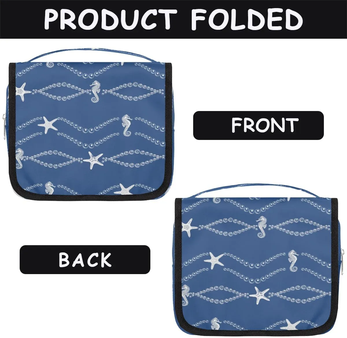 Blue Sea Hanging Toiletry Bag, Spacious Travel Toiletry Bag for Women Men, Cosmetic Bags for Women, Travel Makeup Bag Suitable for Business, Camping, and Fitness