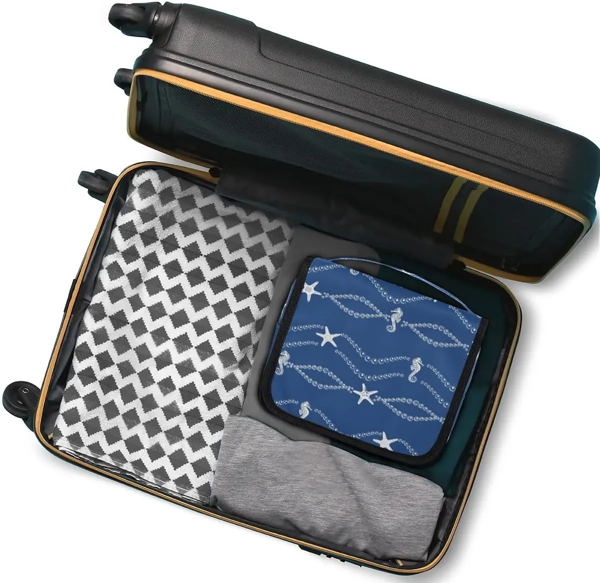 Blue Sea Hanging Toiletry Bag, Spacious Travel Toiletry Bag for Women Men, Cosmetic Bags for Women, Travel Makeup Bag Suitable for Business, Camping, and Fitness