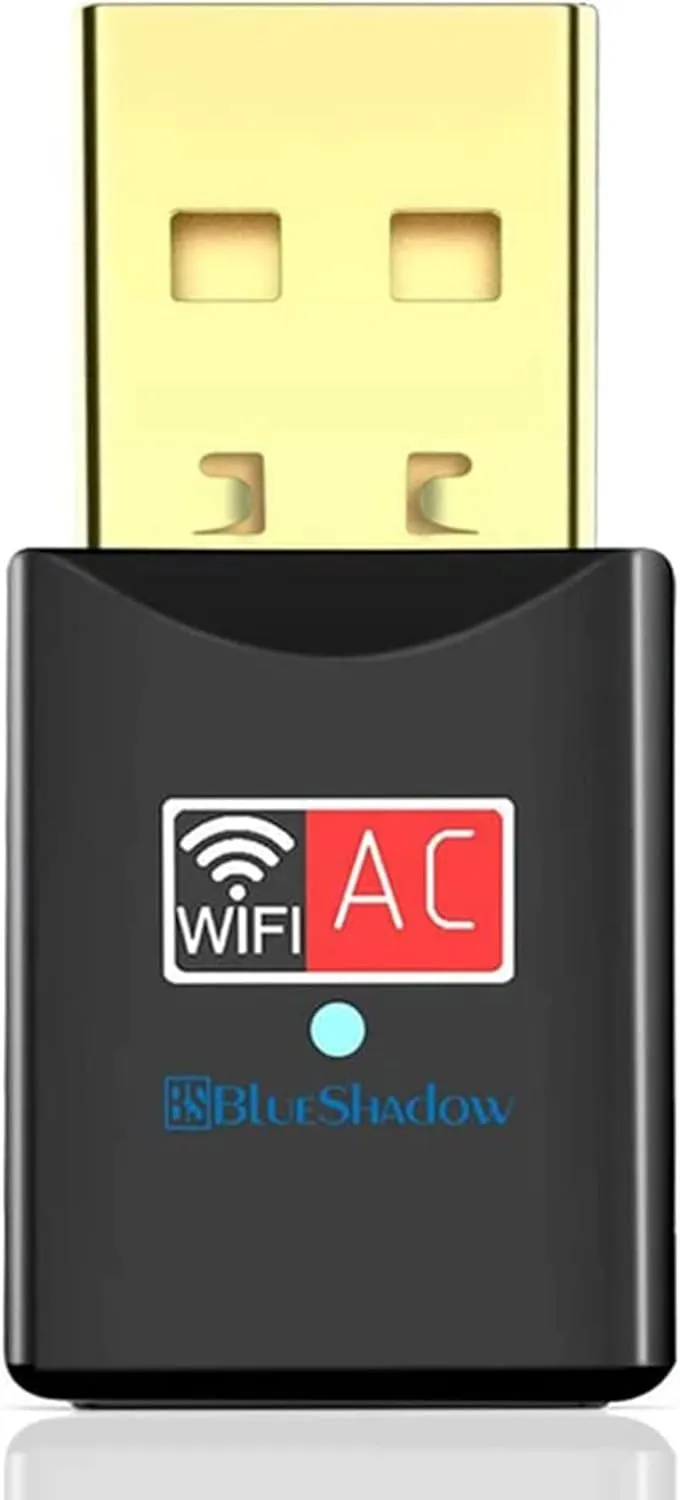 Blueshadow USB WiFi Adapter - Dual Band 2.4G/5G Mini Wi-fi ac Wireless Network Card Dongle with High Gain Antenna for Desktop Laptop PC Support Windows XP Vista/7/8/8.1/10 (USB WiFi 600Mbps)
