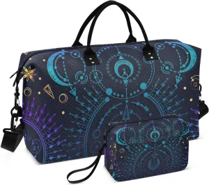 Bolaz Moon Star Witchy Blue & Purple Duffle Bag for Women - 20(L) x 7.8(W) x 13.7(H) inches, 30L Capacity, With Wet Pocket & Toiletry Bag, Perfect for Travel, Gym, Sports & Weekend Trips