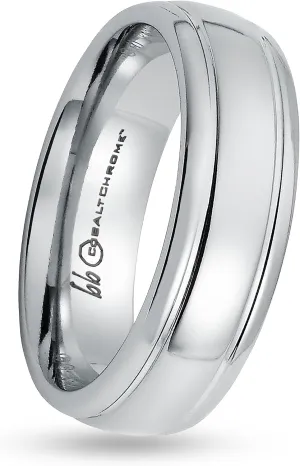 Boston Bay Diamonds Silver Cobalt Chrome Unisex Comfort Fit Mens Wedding Band or Fashion Ring - 6mm & 7mm - Choice of Style