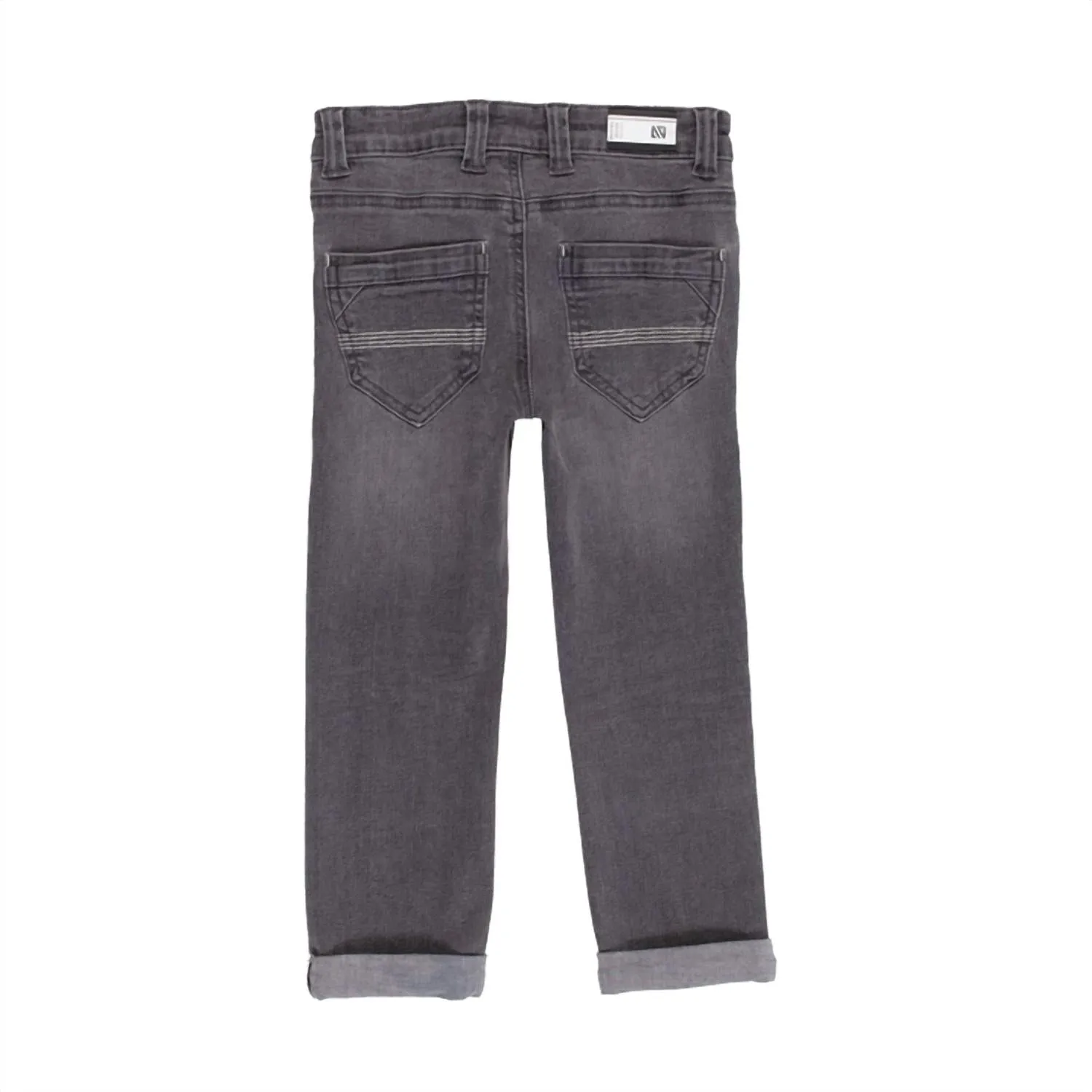 Boy's Multi-Pocket Stretch Denim Pants In Denim Grey