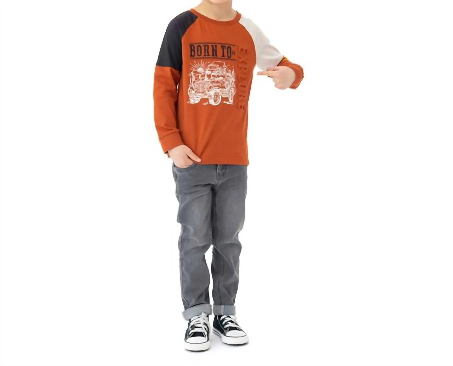 Boy's Multi-Pocket Stretch Denim Pants In Denim Grey