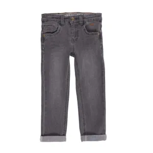 Boy's Multi-Pocket Stretch Denim Pants In Denim Grey