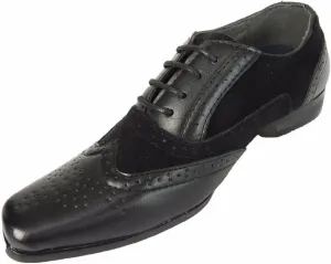 Boys Suede Faux Leather Mix Brogue Dress Lace Up Shoes Formal Prom Classic Footwear