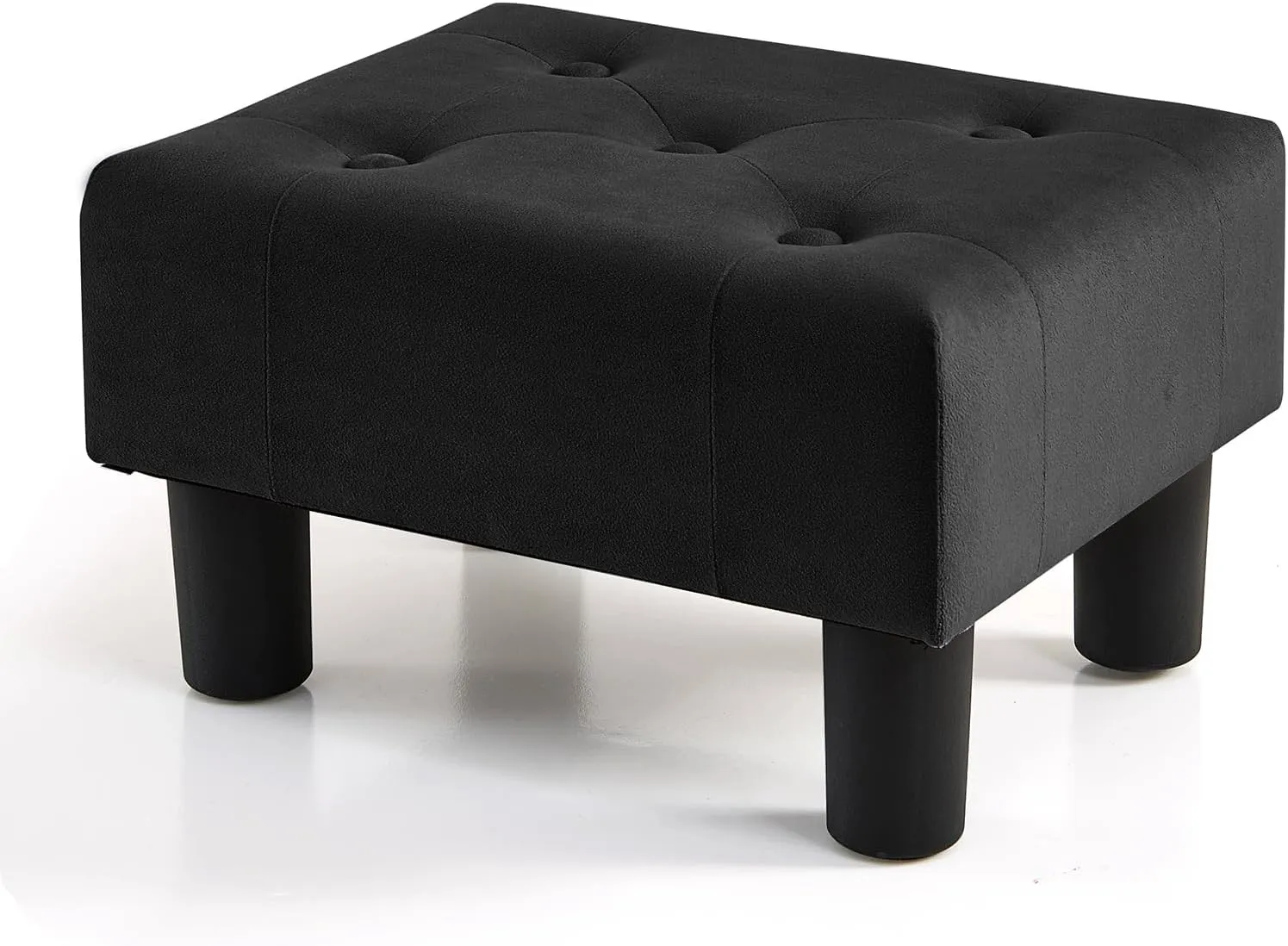 BRIAN & DANY Small Foot Stool, Velvet Foot Stools with Legs, Stable Small Footstool for Living Room, Black