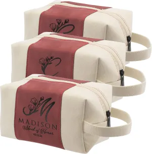 Bridesmaid Gifts Set of 3, Personalized Toiletry Bag for Women, 3 Design & 4 Color, Custom w/Name, Title, Date, Bridesmaid Proposal Gifts, Bridal Shower Gift, Bachalorette Party Favors, D2 - BURGUNDY