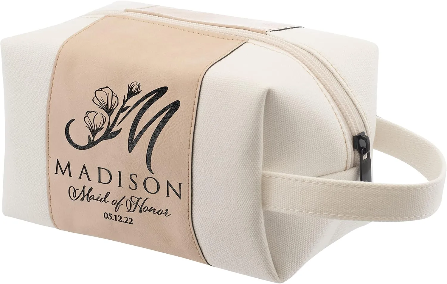 Bridesmaid Gifts, Single, Personalized Toiletry Bag for Women, 3 Design & 4 Color, Custom w/Name, Title, Date, Bridesmaid Proposal Gifts, Bridal Shower Gift, Bachalorette Party Favors, D2 - ROSEGOLD