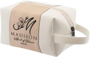 Bridesmaid Gifts, Single, Personalized Toiletry Bag for Women, 3 Design & 4 Color, Custom w/Name, Title, Date, Bridesmaid Proposal Gifts, Bridal Shower Gift, Bachalorette Party Favors, D2 - ROSEGOLD