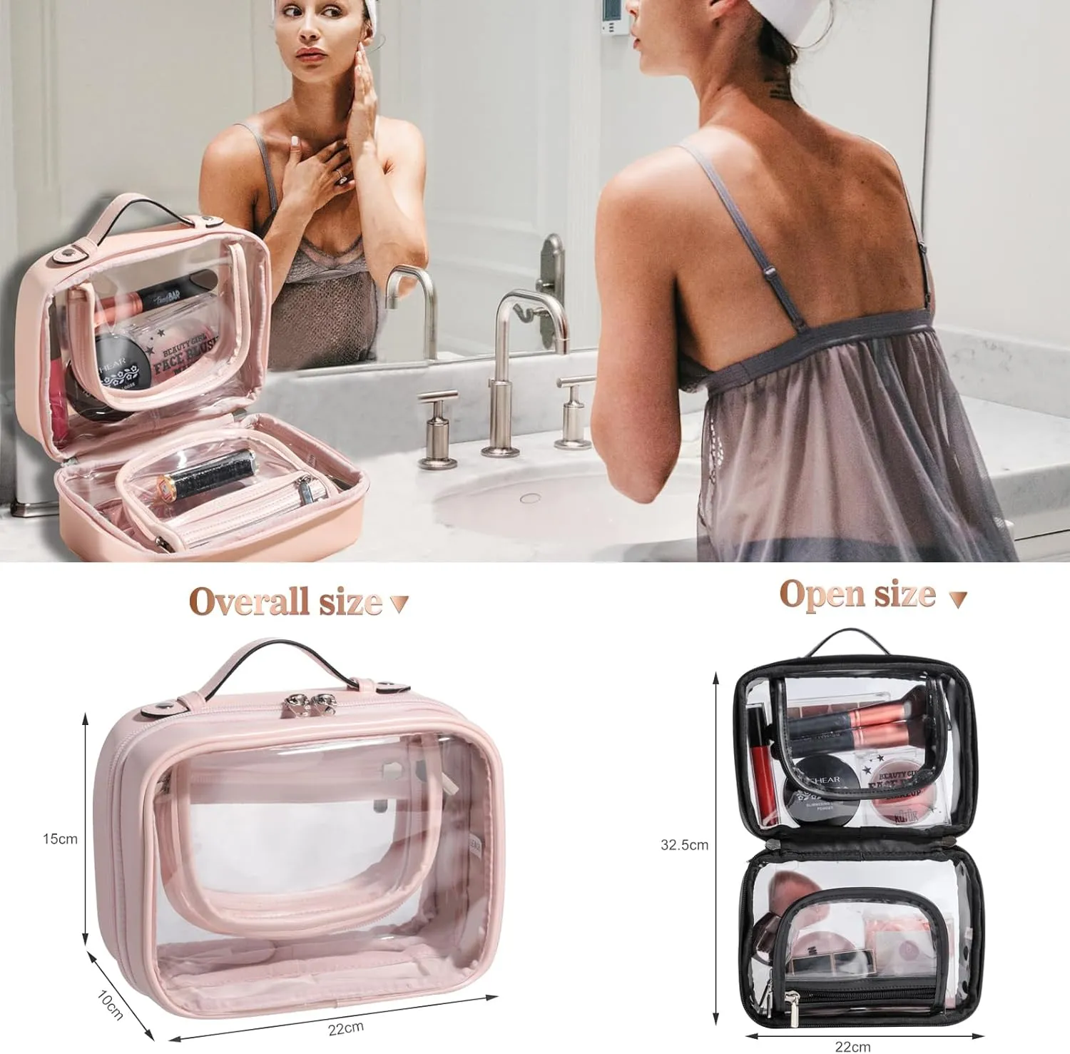 BS-MALL Premium Travel Toiletry Bag - Large Capacity, Multiple Compartments, and Durable Design for Your Daily and Travel Needs Black