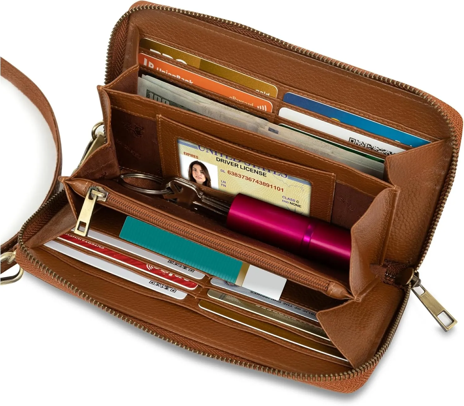 BULL GUARD Crossbody Leather Wallet Phone Purse, Anti Theft and RFID Blocking, Small Elegant Design for Travel