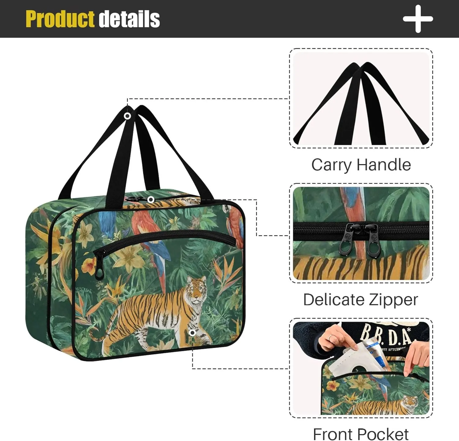 Burbuja Safari Wild African Animals Travel Toiletry Bag for Women, Hanging Waterproof Toiletry Bag Cosmetic Organizer for Toiletries Accessories, M