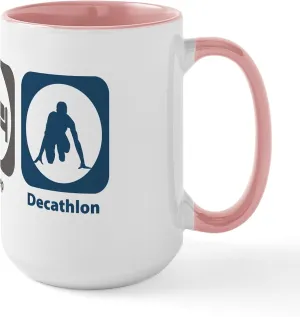 CafePress Eat Sleep Decathlon Large Mug 15 oz (444 ml) Ceramic Coffee Mug