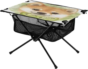 Camping Table Lightweight Portable Folding Table with Mesh Storage Net Dog Kiwi Fruit Ideal for Camping Hiking Beach Picnic Travel Backyard