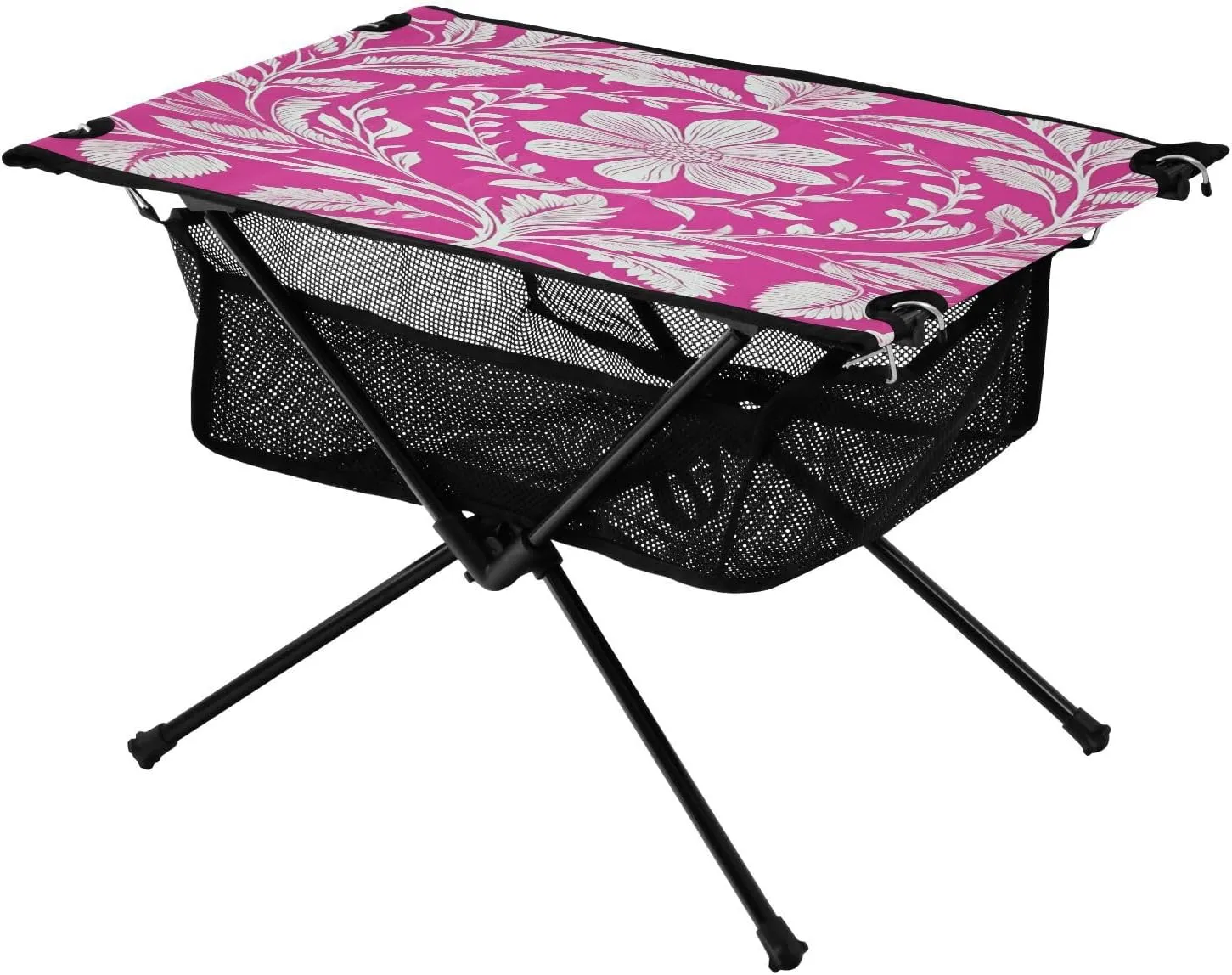 Camping Table Lightweight Portable Folding Table with Mesh Storage Net Flower Twisted Vines Ideal for Camping Hiking Beach Picnic Travel Backyard