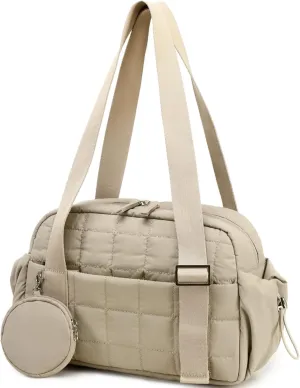 CAMTOP Mini Gym Bag for Women, Small Gym Tote Bag Puffy Quilted Sports Duffel Bag with Wet Compartment and Coin Wallet Duffel Bags Dance Yoga Workout Bag