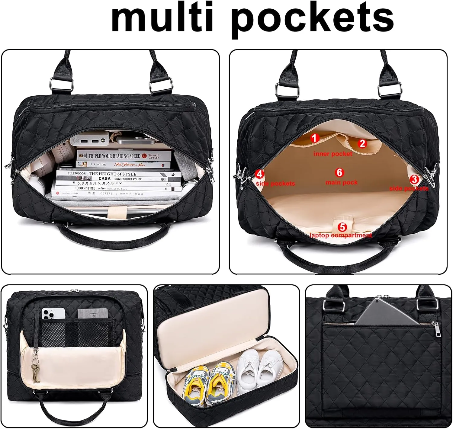 CAMTOP Women Ladies Travel Weekender Bag Overnight Duffel Carry-on Tote Bag fit 15.6 Inch Laptop Computer