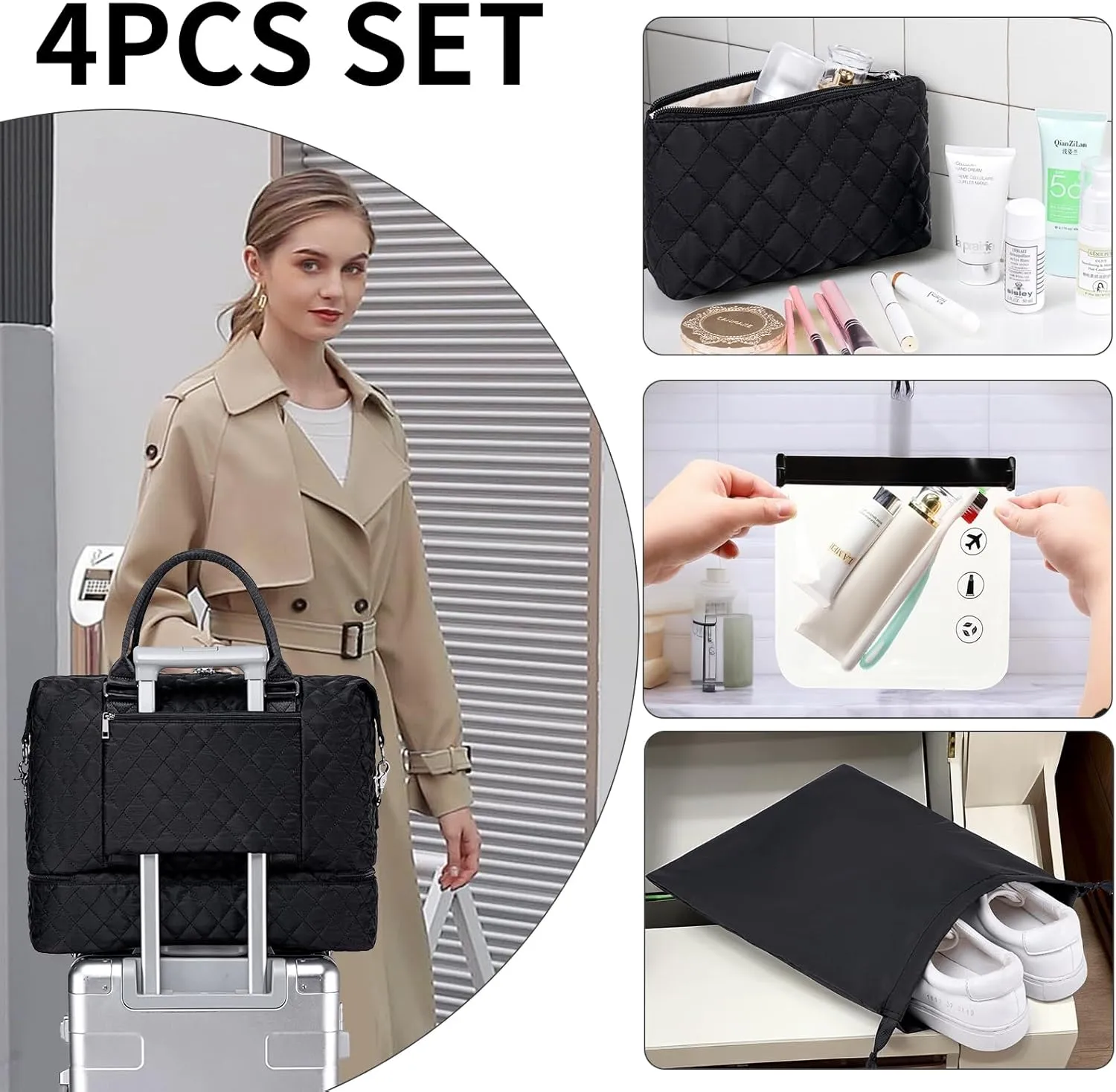 CAMTOP Women Ladies Travel Weekender Bag Overnight Duffel Carry-on Tote Bag fit 15.6 Inch Laptop Computer