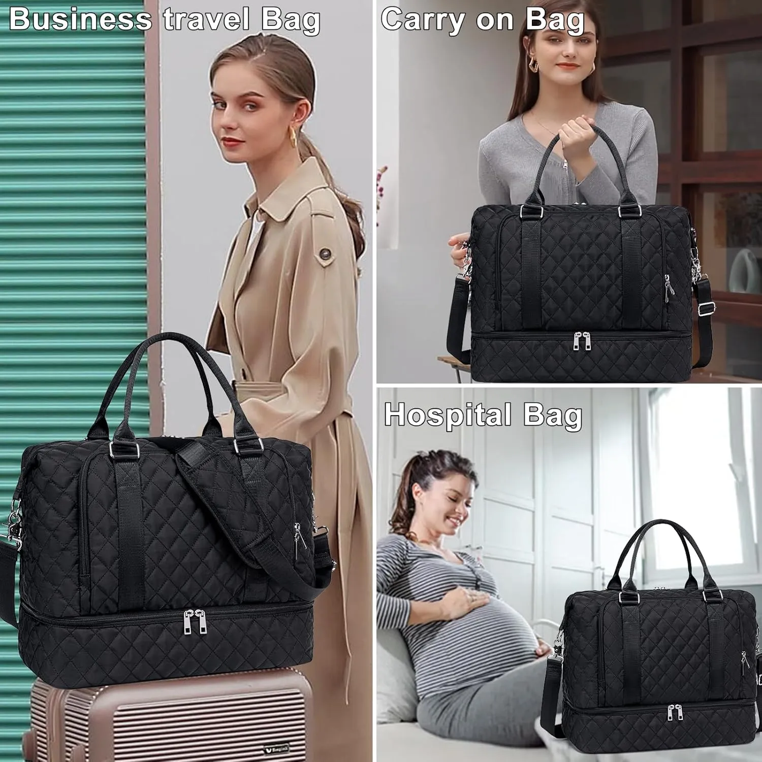 CAMTOP Women Ladies Travel Weekender Bag Overnight Duffel Carry-on Tote Bag fit 15.6 Inch Laptop Computer