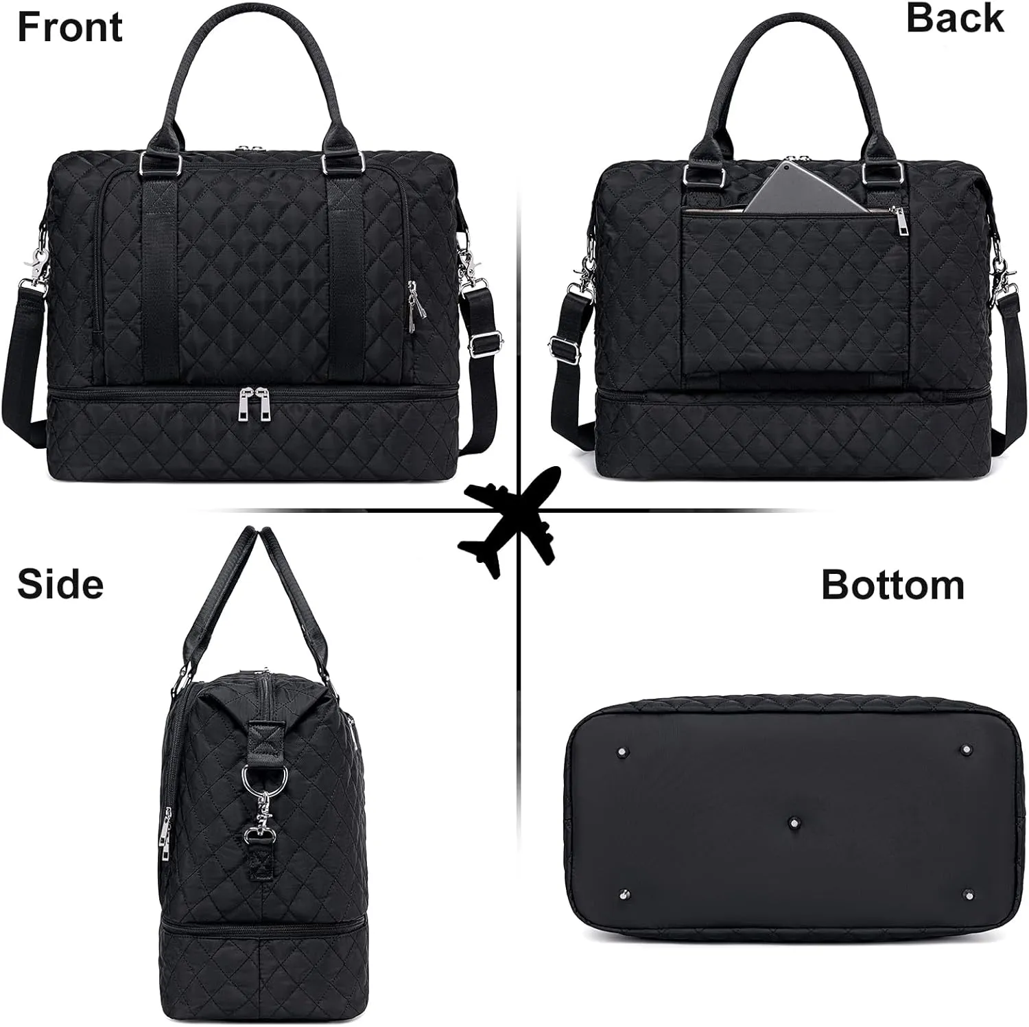CAMTOP Women Ladies Travel Weekender Bag Overnight Duffel Carry-on Tote Bag fit 15.6 Inch Laptop Computer