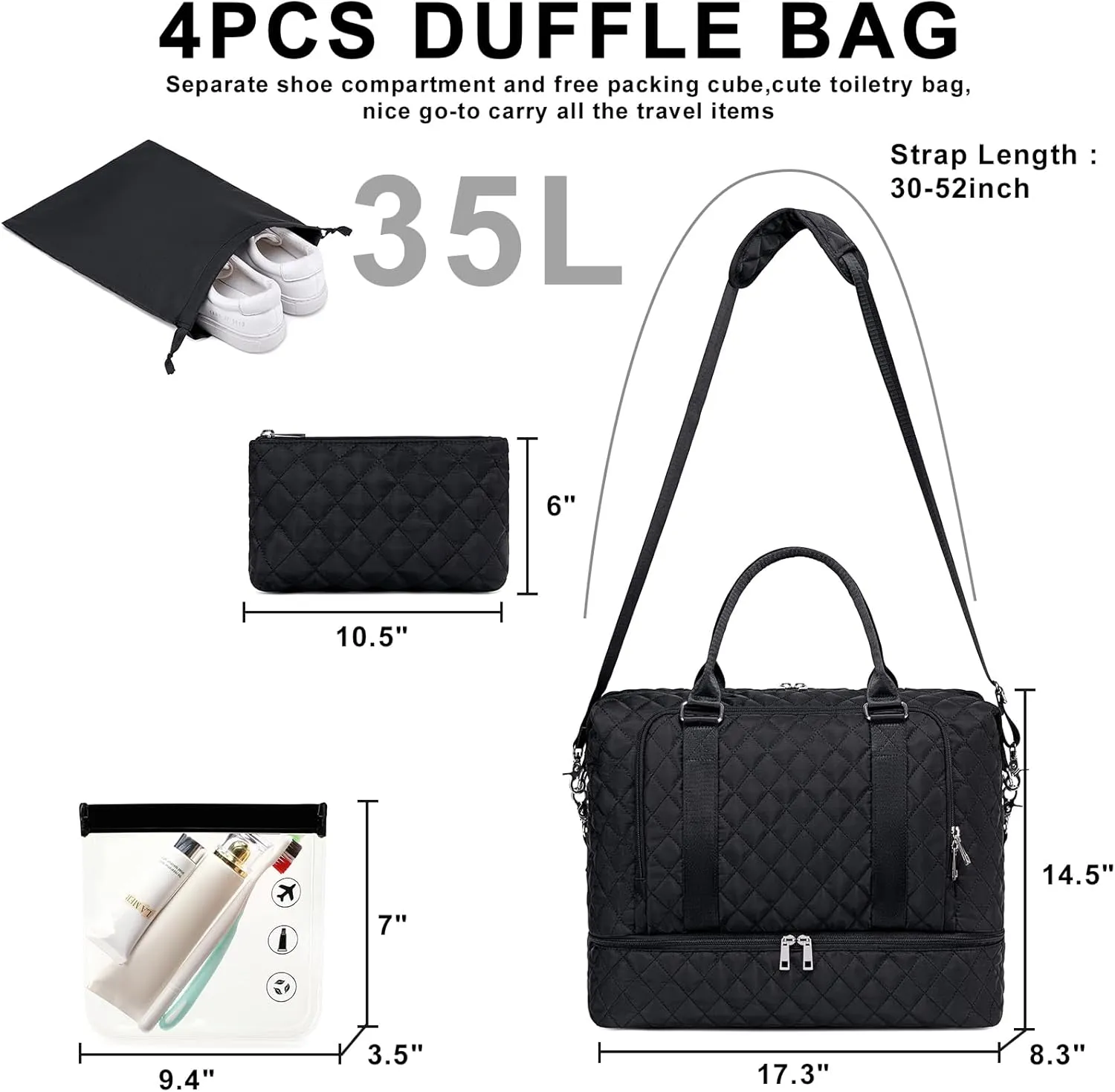 CAMTOP Women Ladies Travel Weekender Bag Overnight Duffel Carry-on Tote Bag fit 15.6 Inch Laptop Computer
