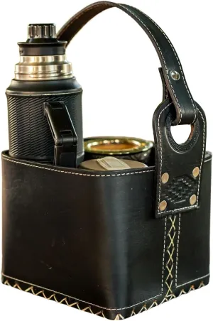 Canasto Matero de Cuero - Handmade Leather Mate Bag - Carry Bag for Mate Gourd Set and Thermos - CUSHE Mates