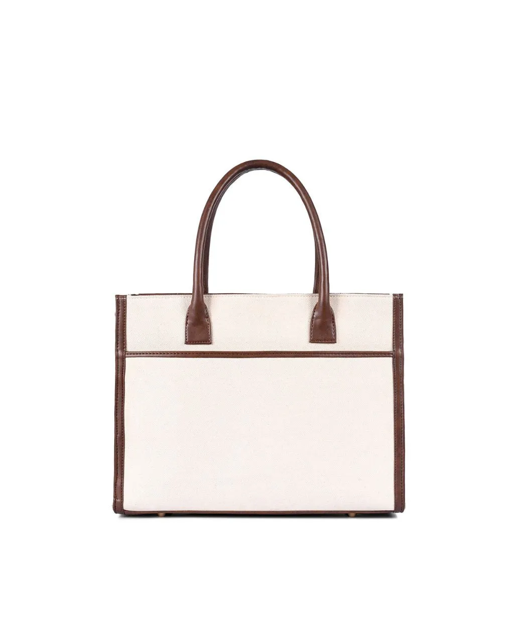 CANDICE CANVAS TOTE | BEIGE & BROWN | MEDIUM